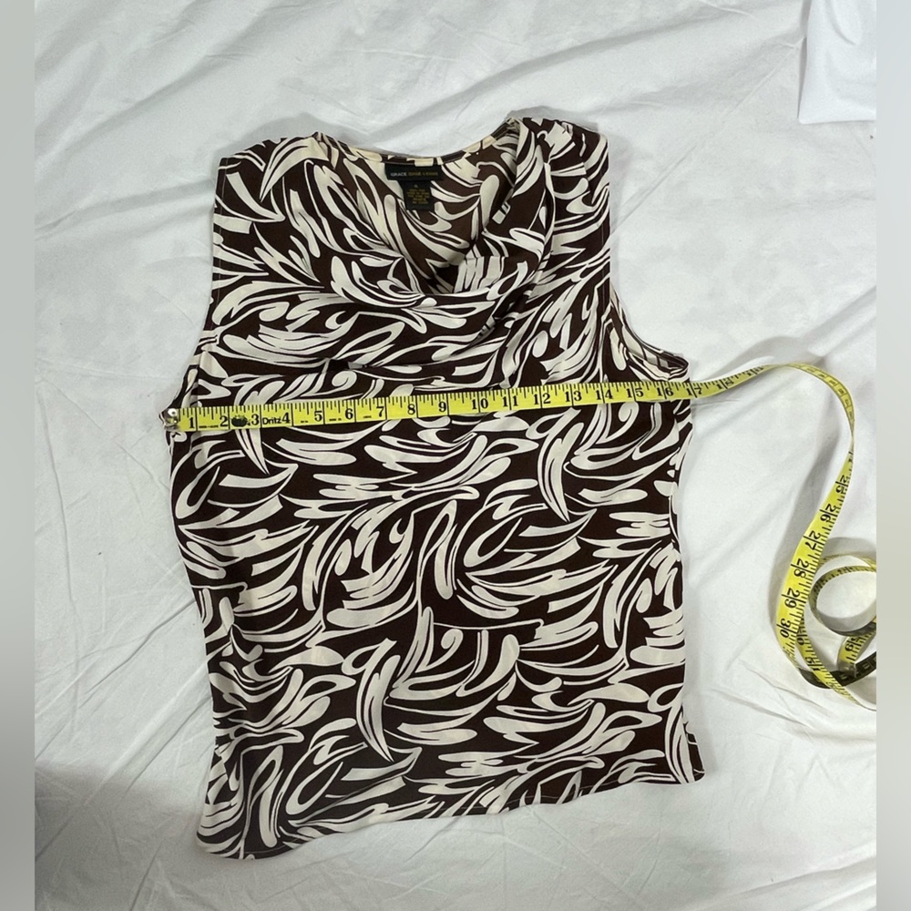 Print Silk Drape Neck Shell - Picture 6 of 7
